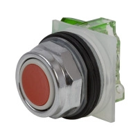 Push-button, Harmony 9001K, metal, flush, red, 30mm, spring return, 1 NO