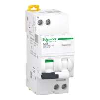 SCHNEIDER ELECTRIC RCBO, Acti9 iCV40, 1P+N, 16A, C Curve, 6000A, 30mA, AC type