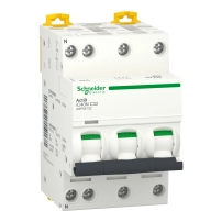 SCHNEIDER ELECTRIC Miniature circuit breaker, Acti9 iC40N, 3P+N, 32A, C