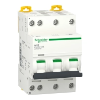 SCHNEIDER ELECTRIC Miniature circuit breaker, Acti9 iC40N, 3P+N, 40A, C