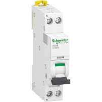 Миниатюрен автоматичен прекъсвач (MCB), Acti9 iC40N, 1P+N, 25A, D крива, 6000A (IEC/EN 60898-1), 10kA (IEC/EN 60947-2)