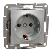 Контакт Шуко Алуминий Asfora-outlet sideE-16A wo frame al