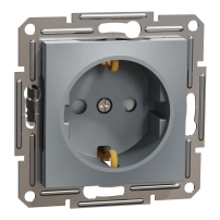 Контакт Шуко с детска защита стомана Asfora-outlet sideE-16A wo frame st