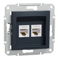 Комп. розетка Антрацит Asfora-2xRJ45 cat.5e UTP anthracite