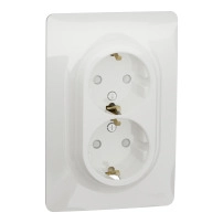 Двоен контакт Шуко, бял Double socket German 2P+E 16A screw