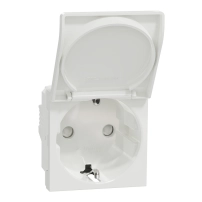 Контакт с капак с ДЗ, бял German Socket 2P+E with lid shutt screw