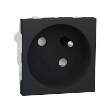 Контактен излаз, New unica, механизъм, 2P + E, 16A, френски, със защита, безвинтово свързване, IP3x, оцветен, антрацит