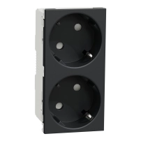 2 Контакти, New unica, механизъм, 2P + E, 16A, Шуко, със защита, безвинтово свързване, боядисани, антрацит