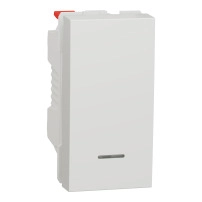 Бутон, New unica, механизъм + бутон NO, 10A, 1 модул, безвинтово свързване, IP4X, бял