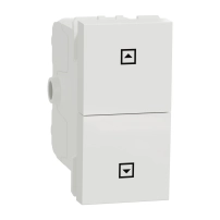 Бутон за щори, New unica, 10A, 250V, 1 модул, 2 полюса, бял