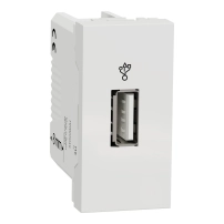 USB контакт, New unica, 2.0 конектора за данни, 1 модул, бял