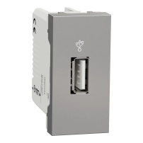 USB контакт, New unica, 2.0 конектора за данни, 1 модул, алуминий