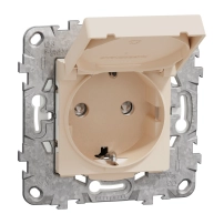 Контактен излаз, New unica, Шуко, със защита, 2P+E, 16A, 2 модула, IP44, крем