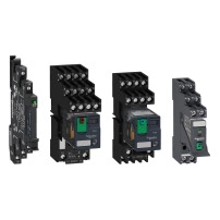 Миниатюрно реле с основа, предварително сглобено, Harmony, 12 A, 2 CO, с LED, с заключващ се тест бутон, отделно гнездо за клеми, 24 V AC
