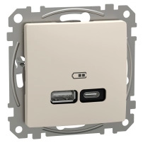 USB зарядно устройство, Sedna Design & Elements, тип A+C, 3A, 21W, PRO, бежово