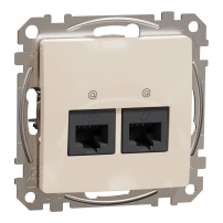 Двоен изход за данни CAT 6 UTP, RJ45, 45мм, крем