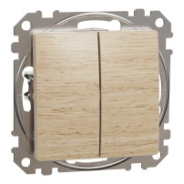 Double 2-way switch 10AX Wood Birch impr