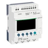 SCHNEIDER ELECTRIC Compact smart relay, Zelio Logic, 12 I/O, 12 V DC, clock, display