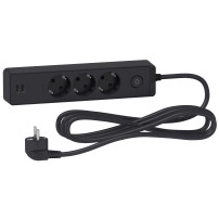 Разклонител 3 Гнезда & 2 USB 3M Антрацит