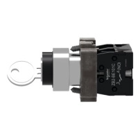 Selector switch, Easy Harmony XB2, metal, black, 22mm, long handle, 2 positions, stay put, 1NO + 1NC
