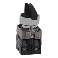 Key selector switch, Easy Harmony XB2, metal, black, 22mm, key no 455, 2 positions, spring return, left pull out, 1NO