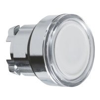 SCHNEIDER ELECTRIC Head for illuminated push button, metal, flush, white, 22mm, spring return, plain lens for BA9s bulb