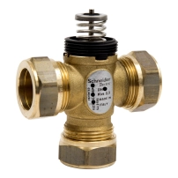 VZ319C Zone Valve, 3-Way, PN16, DN15, 15mm O/D Compression, Kvs 1.6 m?/h, 5.5 mm Stroke.