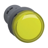 Easy Harmony XA2E, Сигнална лампа за машини, пластмаса, жълт, O22, вграден LED, винтови клеми, 24 V AC/DC