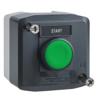 SCHNEIDER ELECTRIC Complete control station, dark grey, 1 green flush push button 22mm spring return 1NO Start