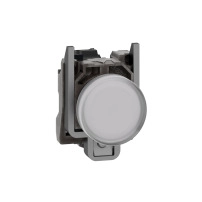 SCHNEIDER ELECTRIC Pilot light, metal, white, 22mm, universal LED, plain lens, 110-120V AC