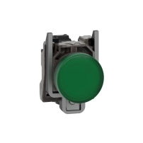 SCHNEIDER ELECTRIC Pilot light, metal, green, 22mm, universal LED, plain lens, 110..120V AC