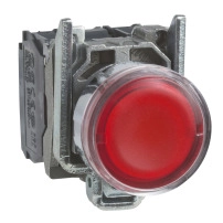 SCHNEIDER ELECTRIC Illuminated push button, metal, red, 22mm, spring return, 1NO+1NC