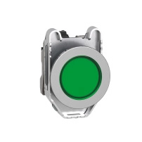 SCHNEIDER ELECTRIC Pilot light, metal, green flush mounted, 30mm, LED, plain lens, 24V AC/DC