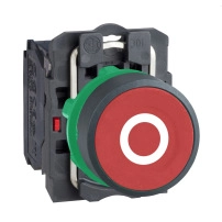 SCHNEIDER ELECTRIC Push button, plastic, flush, red, 22mm, spring return, marked O, 1NC