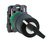 SCHNEIDER ELECTRIC Key switch selector, plastic, black, Ø22, key n°455, 2 pos., stay put, 1NO
