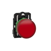 SCHNEIDER ELECTRIC Pilot light, grey plastic, red, 22mm, LED, plain lens, 24V AC/DC