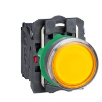 Светещ бутон, Harmony XB5, XB4, оранжев, сглобен, 22 mm, пружинно връщане, 1NO+1NC 250 V