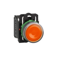 SCHNEIDER ELECTRIC Illuminated push button, plastic, green flush, 22mm, LED, 1NO+1NC, 24V AC/DC