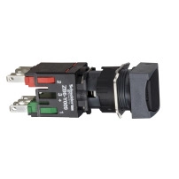 Complete push button, Harmony XB6, black square flush pushbutton O 16 spring return 1NO+1NC unmarked