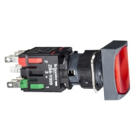 Comp ill PB rect red flush 12V 1NC