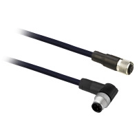Jumper cable XZ, male straight M12 4 pin, female elbowed M12 4 pin, PUR 2m