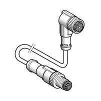 Telemecanique Jumper cable XZ, male straight M12 5 pin, female elbowed M12 5 pin, PUR 1m.