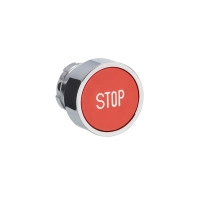 Push button head, Easy Harmony XB2, metal, flush, red, 22mm, spring return, marked STOP