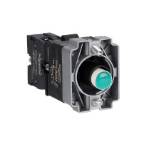 Light block with body and fixing collar, Easy Harmony XB2, metal, green, bulb 24V DC LED, 220V AC, 1NC