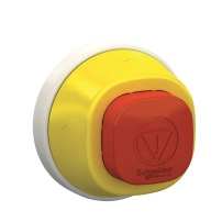Harmony XB5, Antimicrobial Illuminated emergency stop head, plastic, red, O22, trigger latching turn to release, red LED, 230...240 V AC